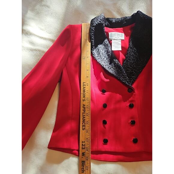Julian Taylor Women's Petite 8, Red/Black Long Sleeve Blazer AND Pants Set - Picture 4 of 13